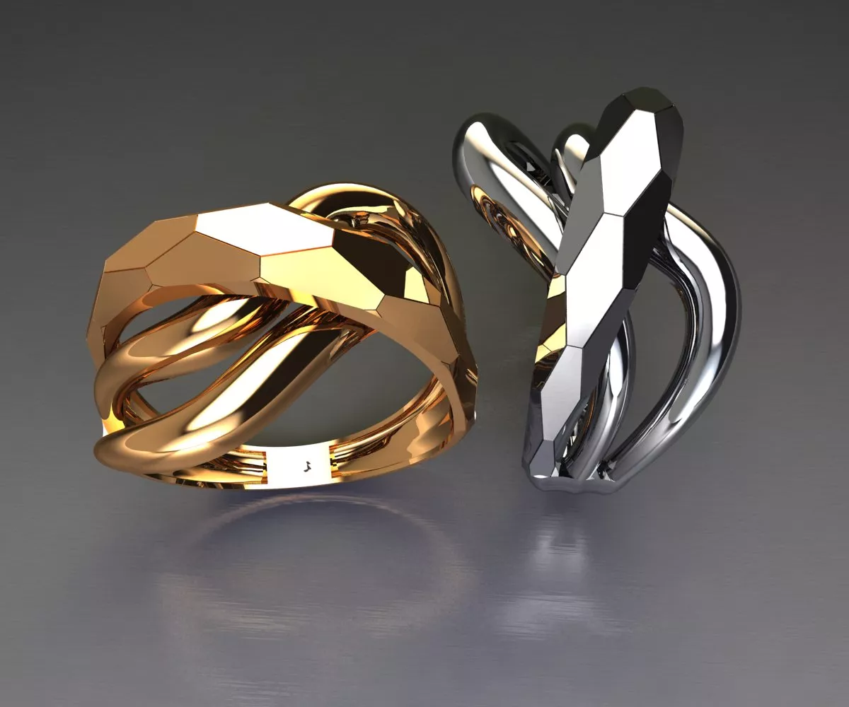13 Geometric-Faceted-Crossover-Statement-Ring 4gm 3D print model