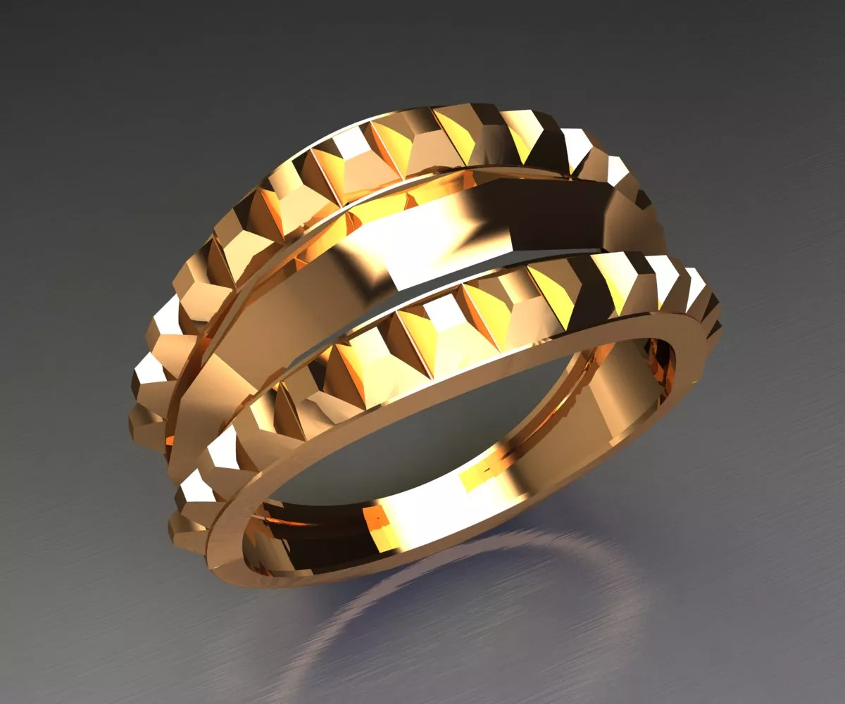 11 Clous-de-Paris-Style-Double-Row-Ring 4gm 3D print model