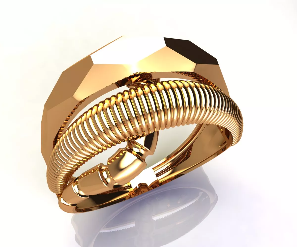 06 Geometric-Faceted-Coiled-Cable-Ring 4gm 3D print model