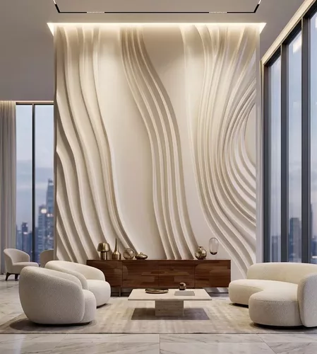 Modern Organic Vertical Wave Wall Panel Relief STL MAX RLF