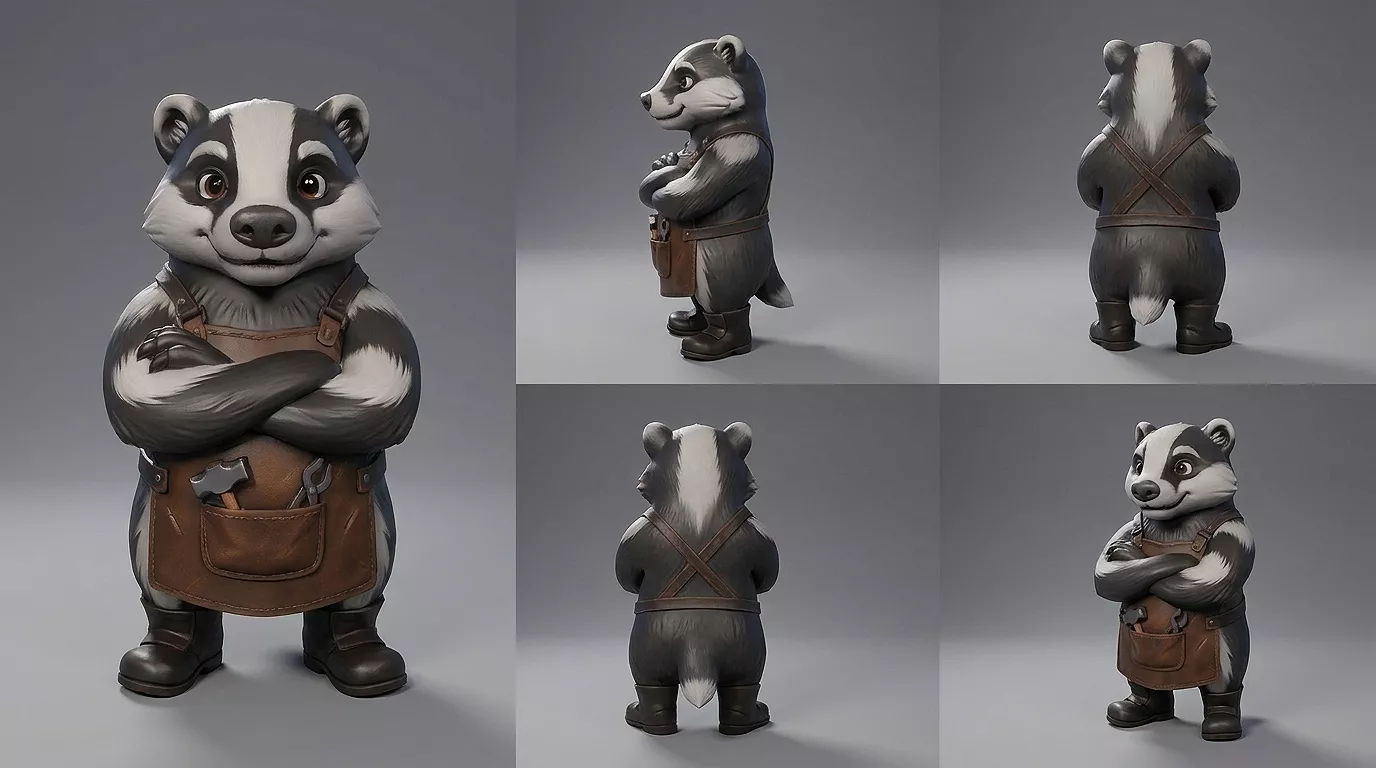 Cartoon Badger Blacksmith Stylized Animal Craftsman 3D Model 3D print model