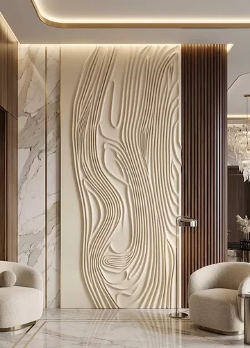 Organic Fluid Topographic Line Wall Panel Relief STL MAX RLF