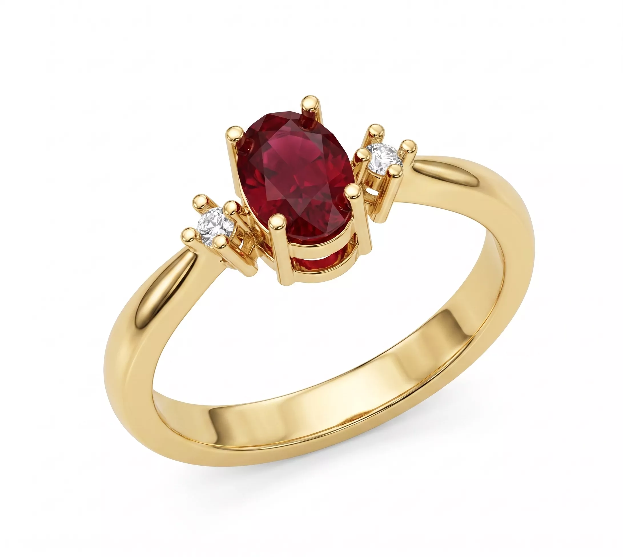 Oval Gemstone Ring CAD File 7x5mm Stone Ring STL 3D print model