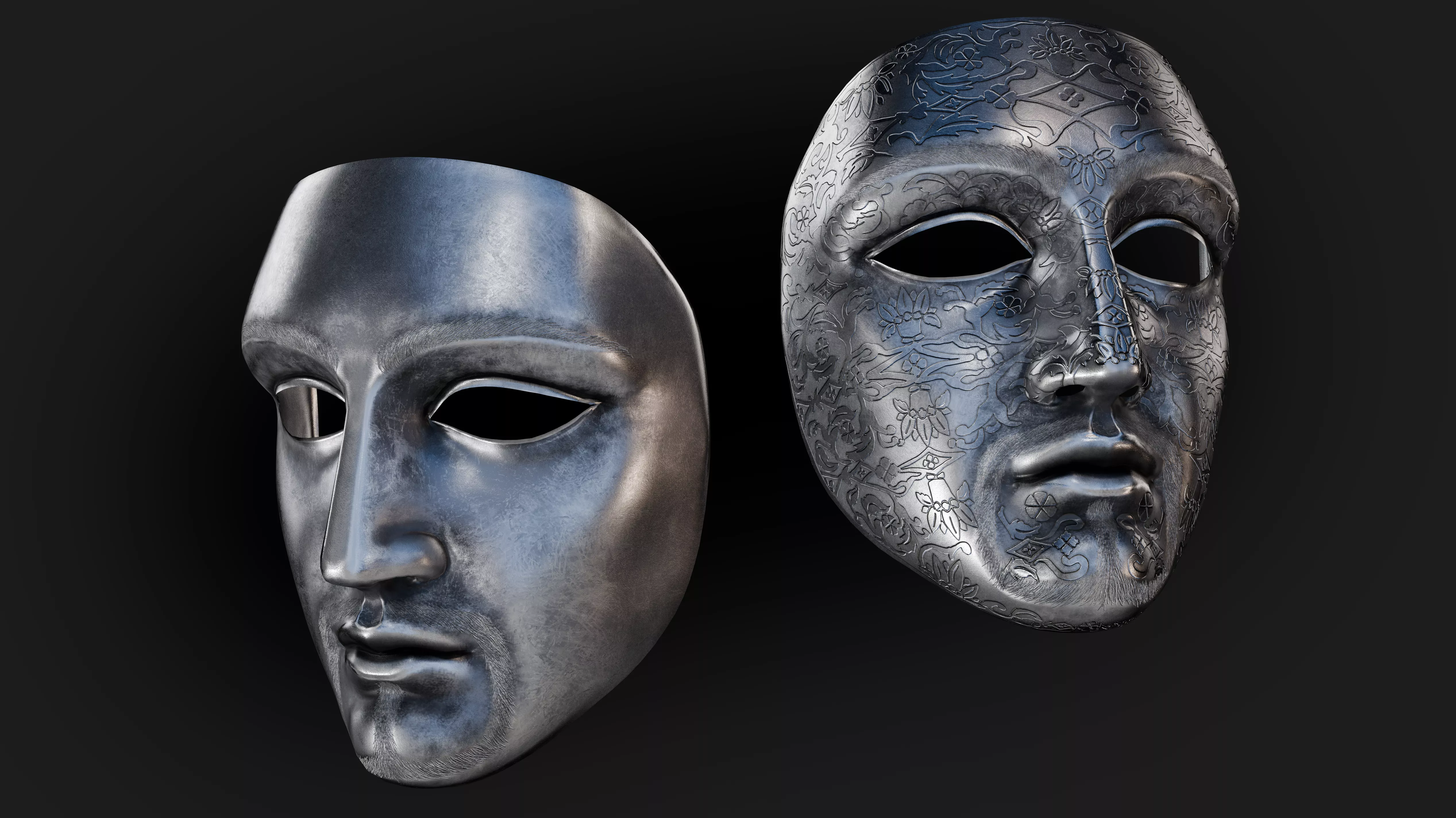 Leper King Baldwin Masks from Kingdom of Heaven Low-poly 3D model