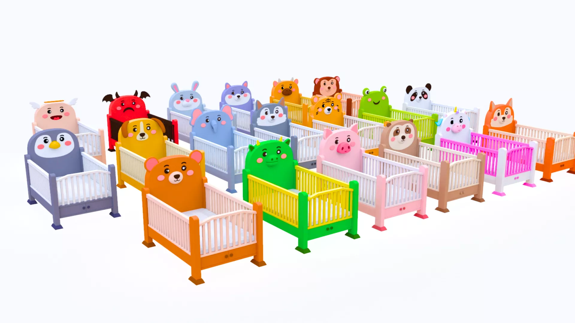 Cartoon Baby Crib Nursery Pack 03 Low-poly 3D model