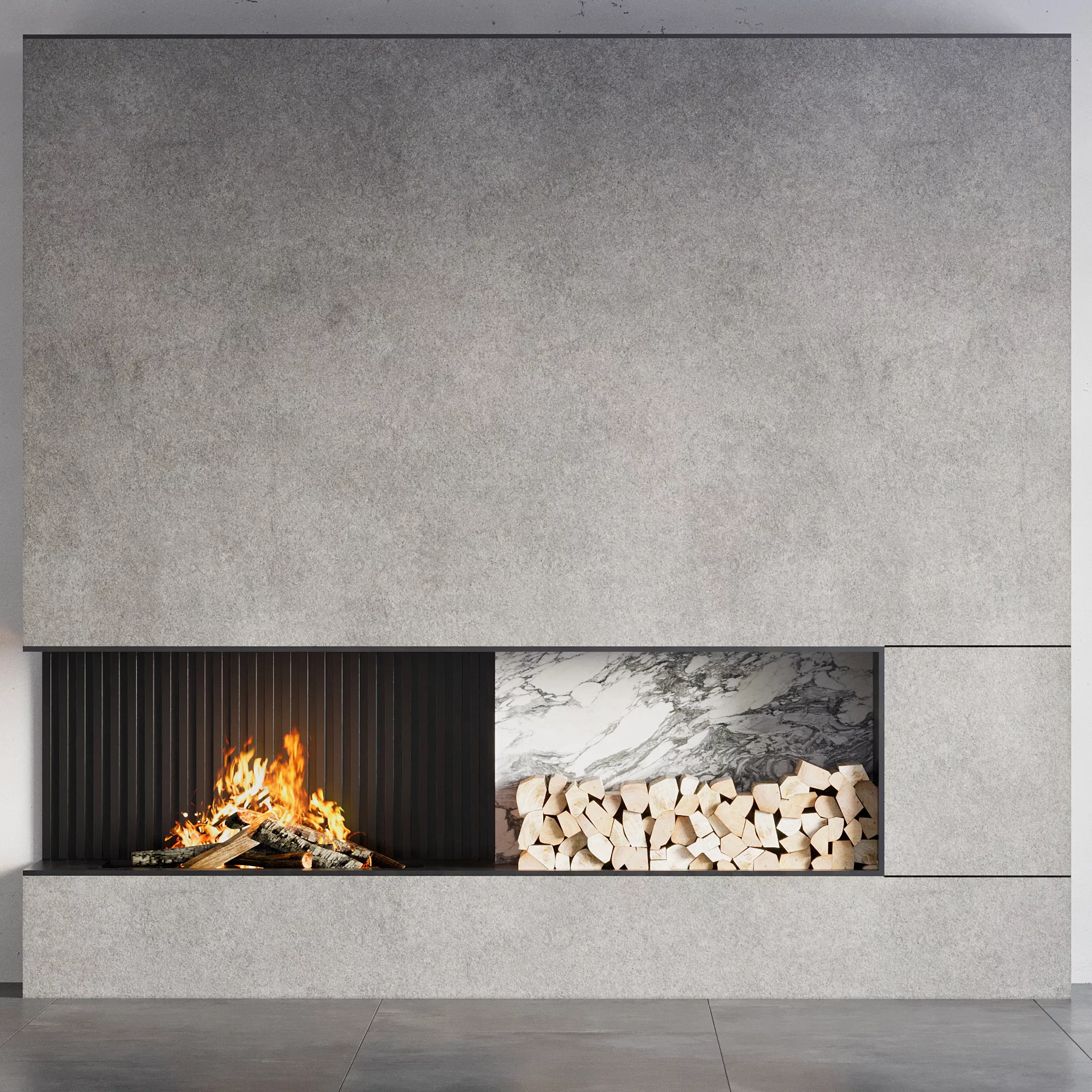 Modern Fireplace Interior Design 04 3D model