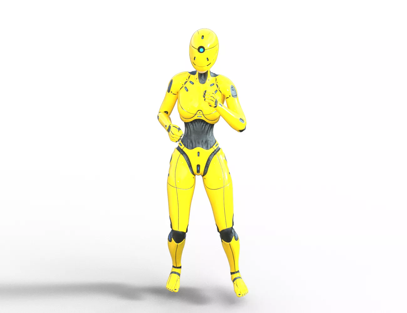 Sci-Fi Female Robot Rigged PBR Model Free low-poly 3D model