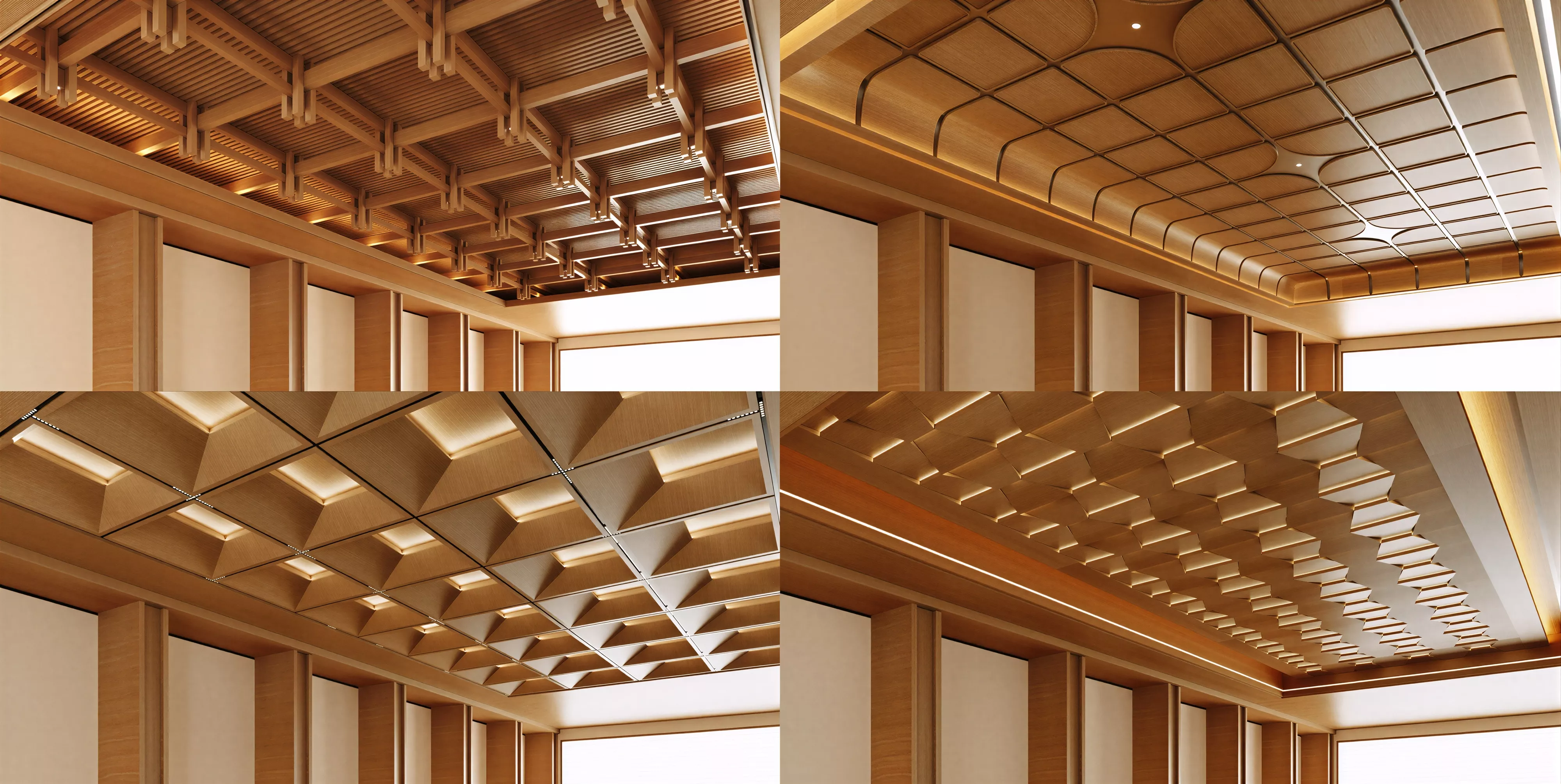 Modern Wooden Ceiling Grille Collection 3D Model 3D model