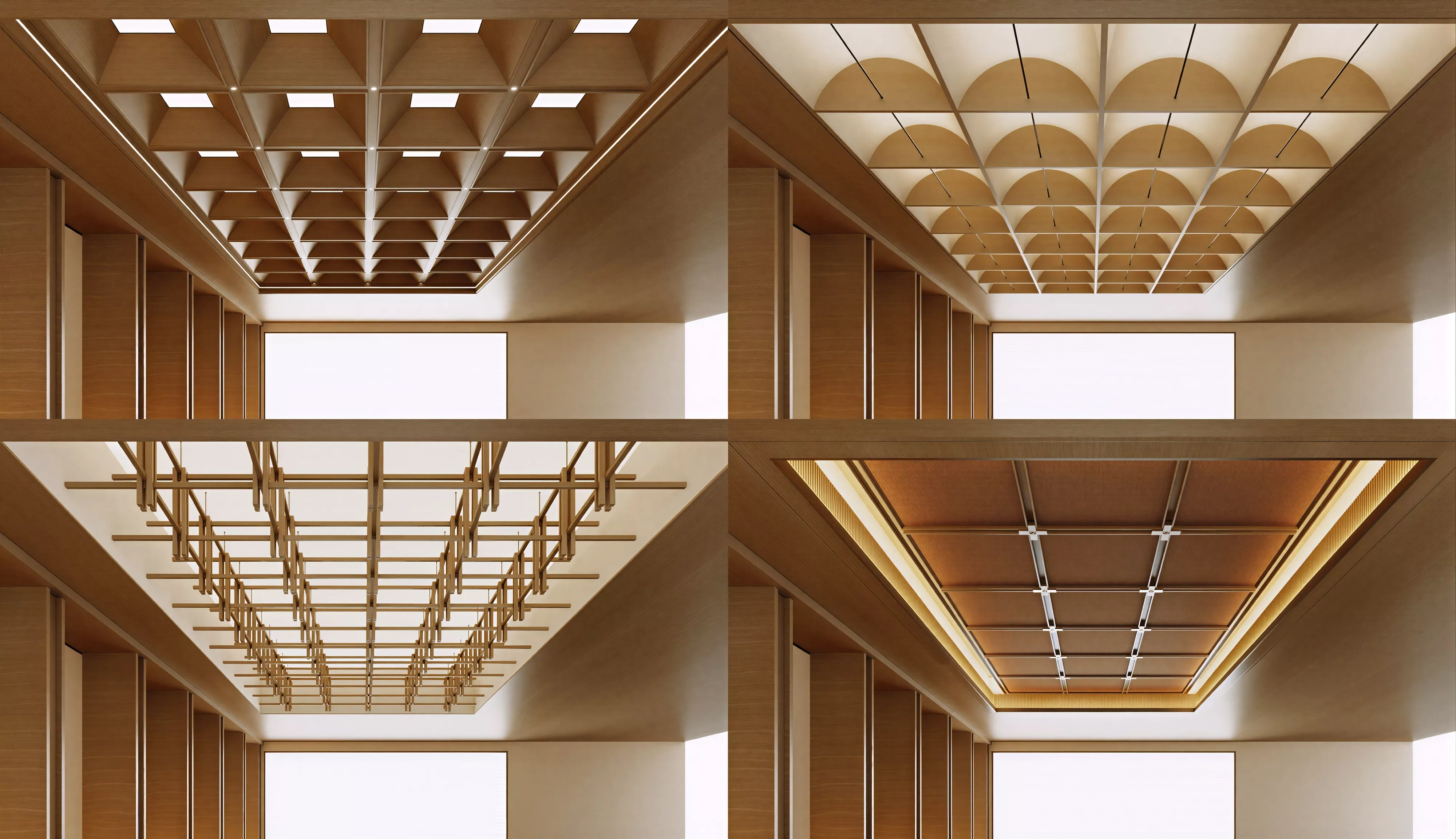Modern Wood Geometric Ceiling Grille Pack 3D Model 3D model