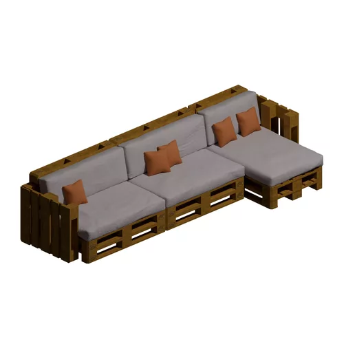 L-Shape Sectional Wooden Pallet Corner Sofa