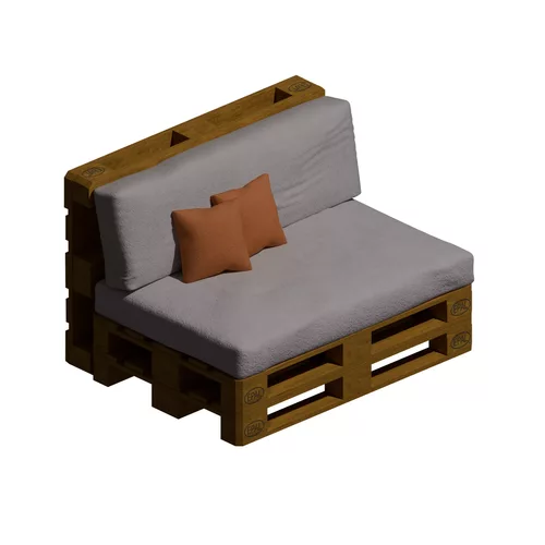 Armless Wooden Pallet Sofa Module with Cushions