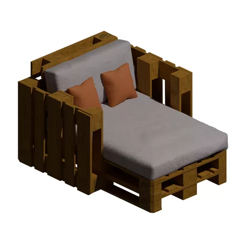 Wooden Pallet Daybed Chaise Lounge with Cushions