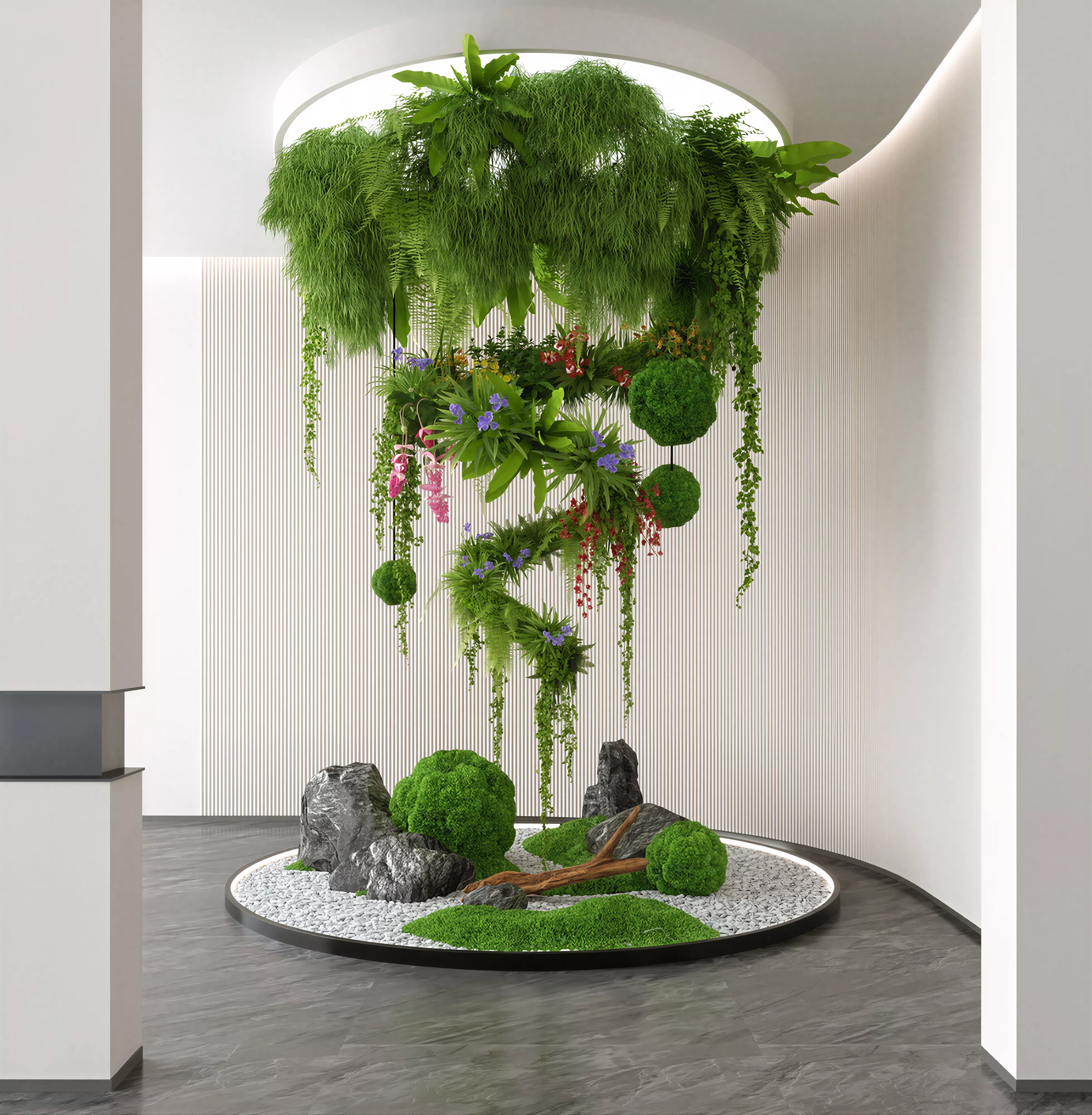 Modern Floating Garden Mall Atrium Landscape 3D Model 3D model