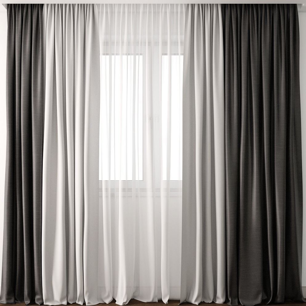 Curtain curtains 3D model_0