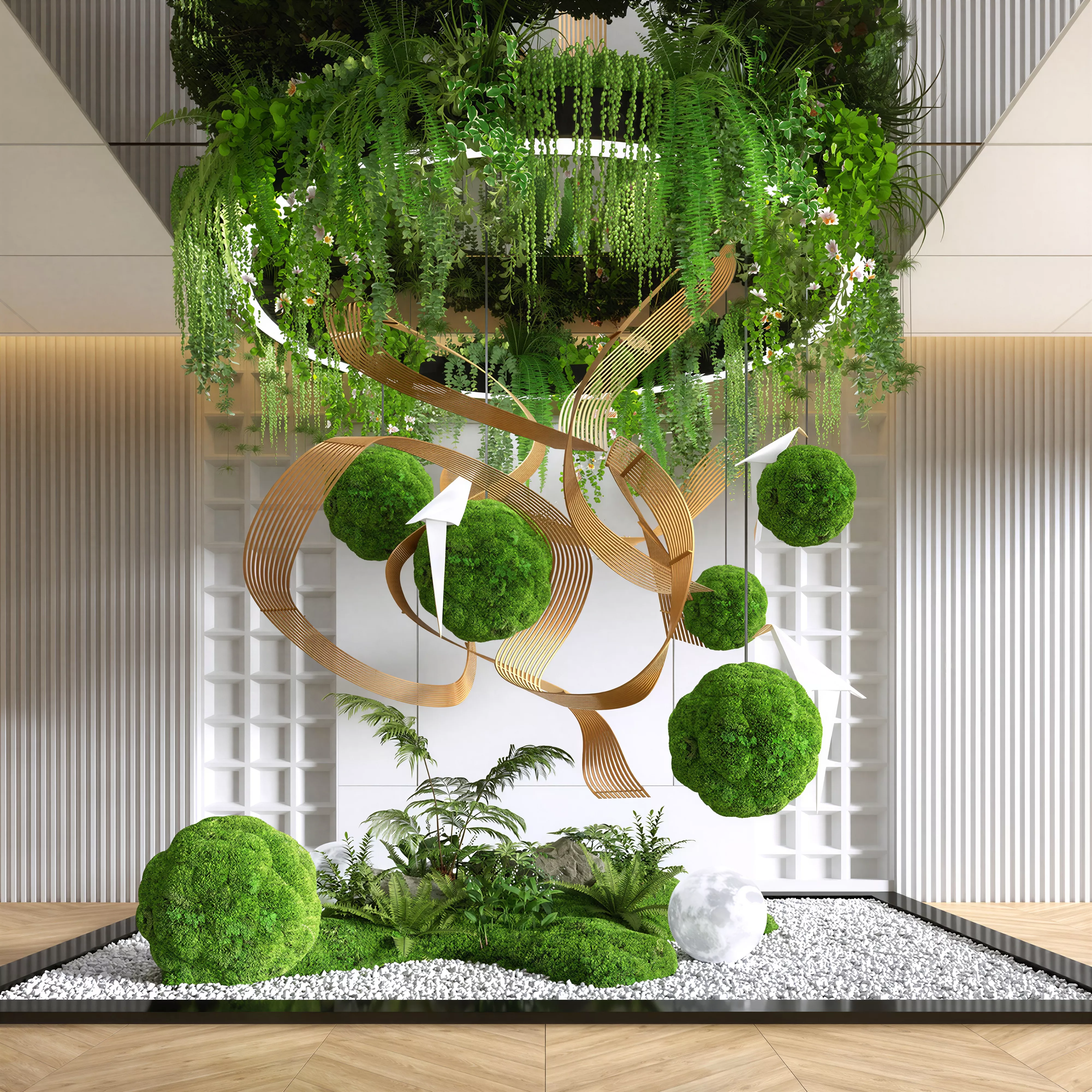 Modern Floating Moss Landscape Atrium Interior 3D Model 3D model