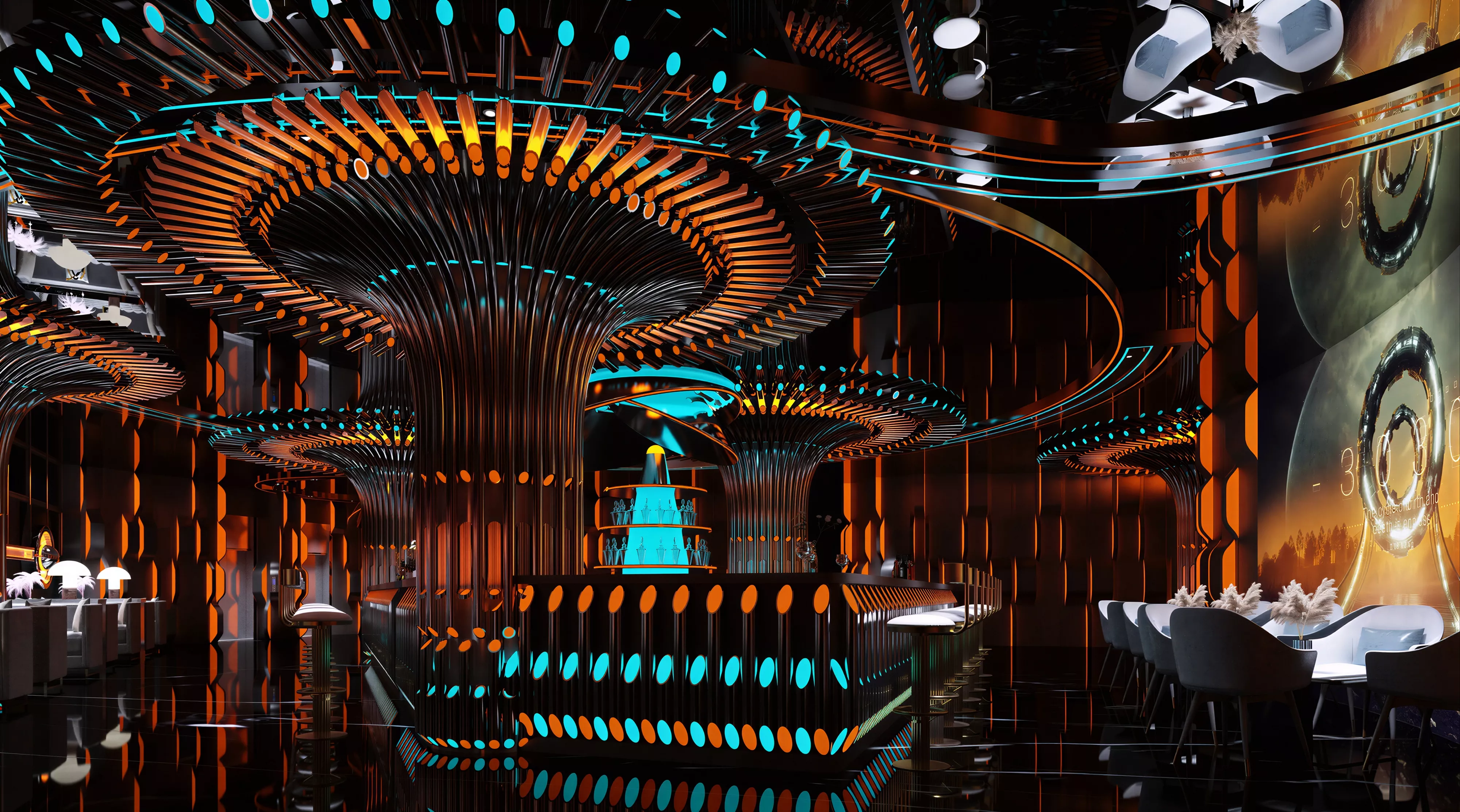 Futuristic Cyberpunk Neon Nightclub Bar Interior 3D Model 3D model
