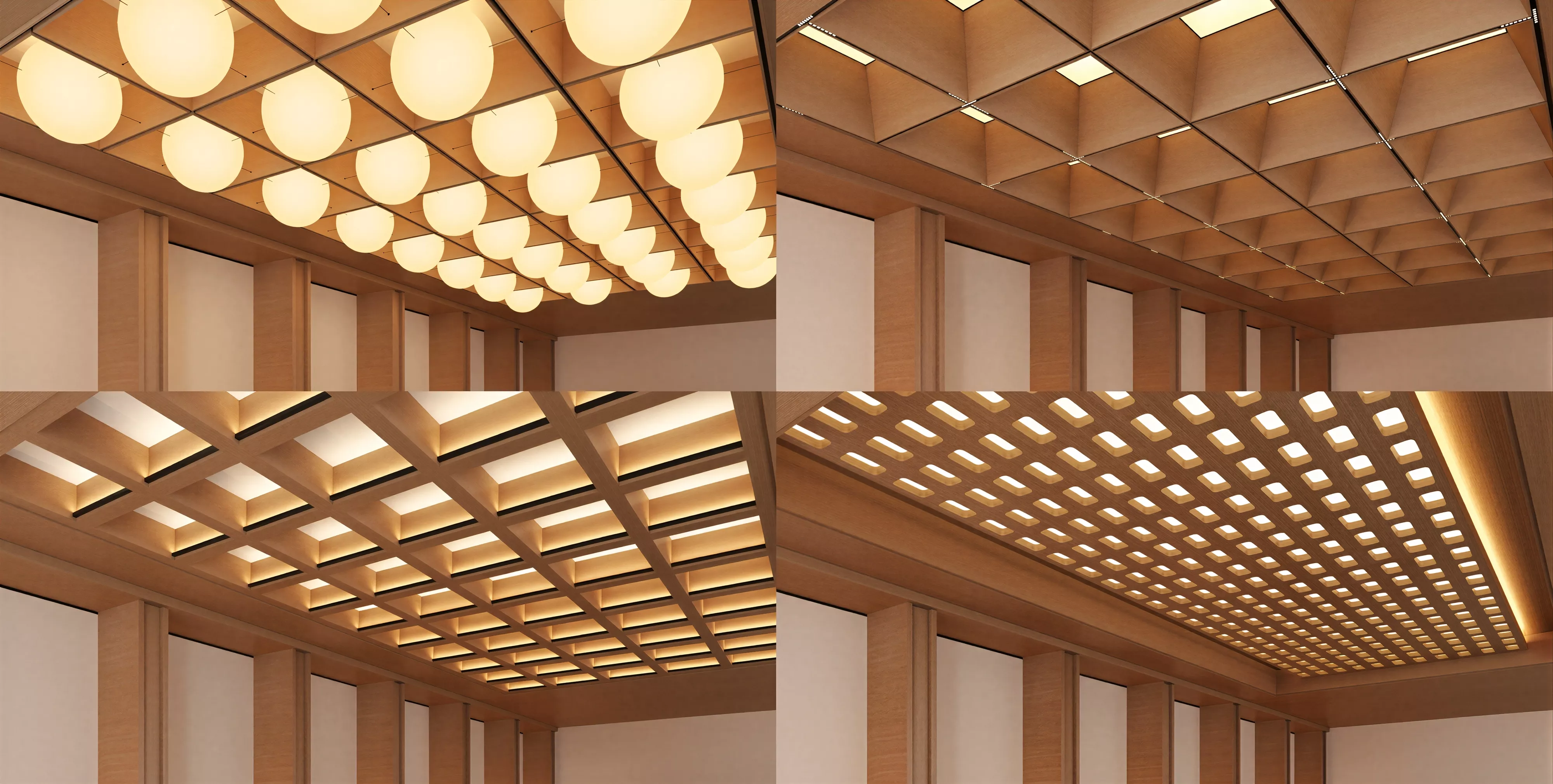 Modern Wood Ceiling Grille Lighting Pack 3D Model 3D model