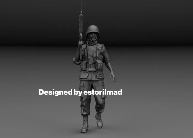 MODERN AMERICAN SOLDIER MARINE DESERT STORM PATROL v3 3D print model