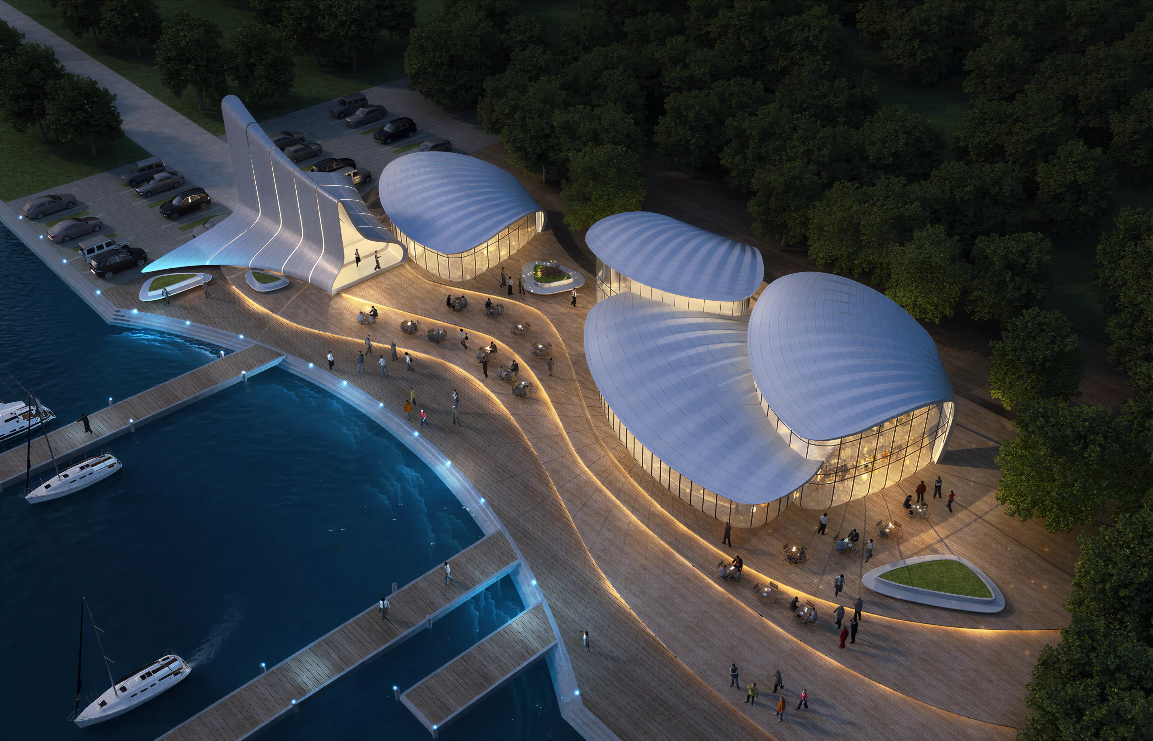 Modern Shell-Shaped Waterfront Culture Center 3D Model 3D model