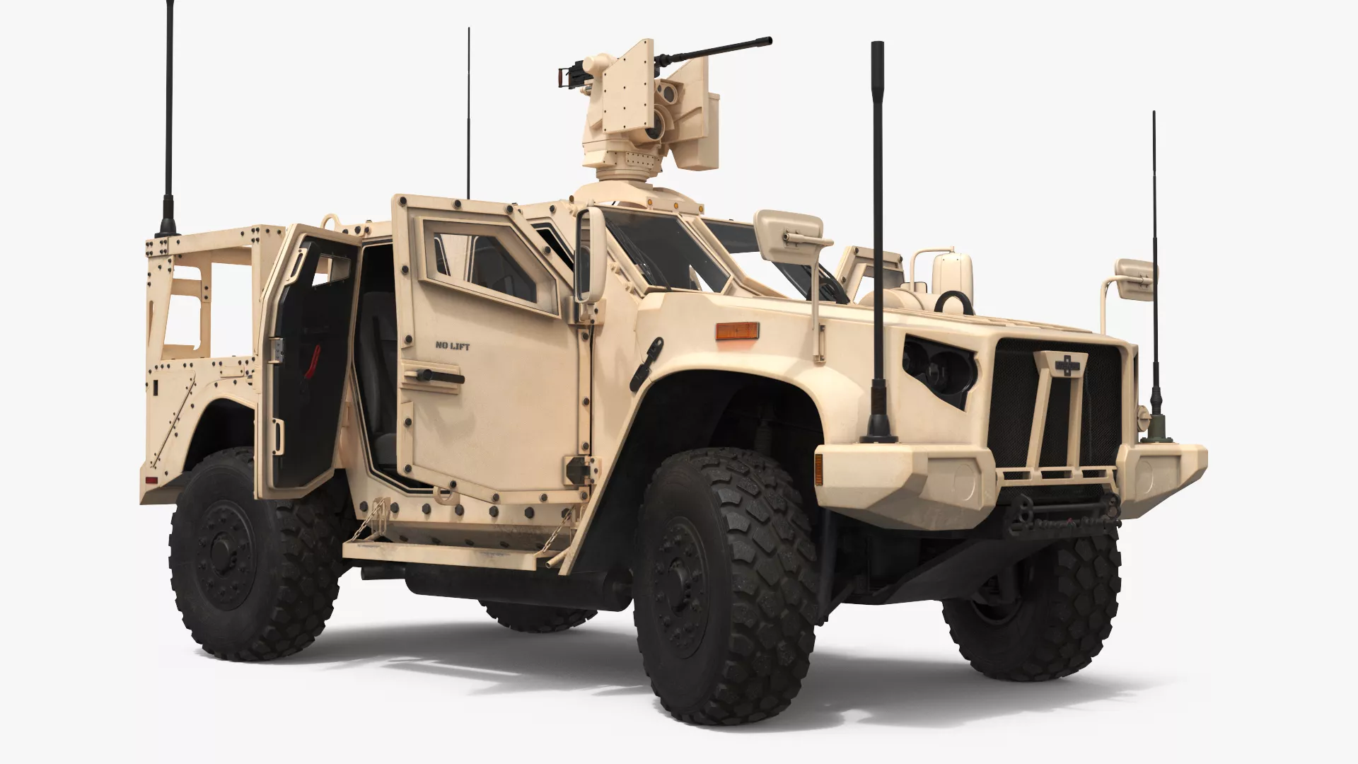 Recon Vehicle Oshkosh L-ATV with Heavy Machine Gun Rigged 3D model