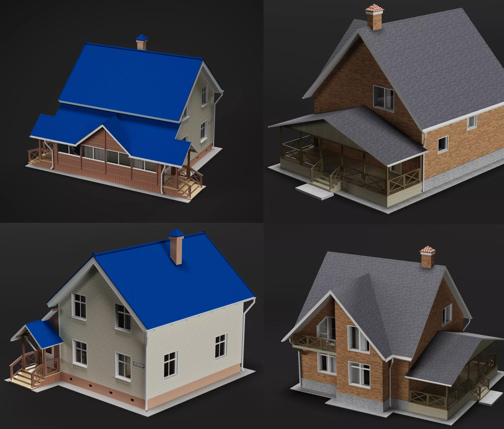 Country Residential House 3D Models Pack Low-poly 3D model