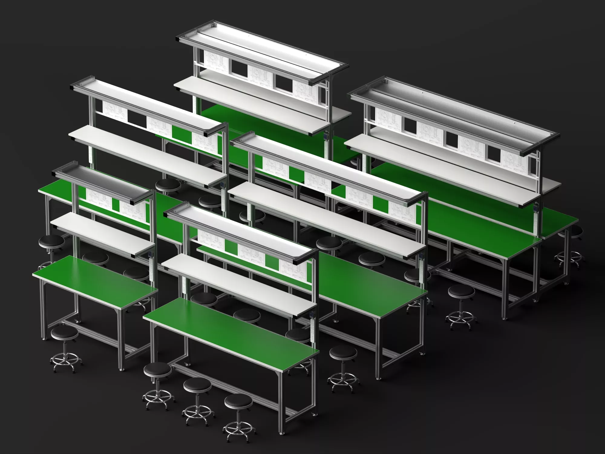 Industrial Workbenches Collection Low-poly 3D model