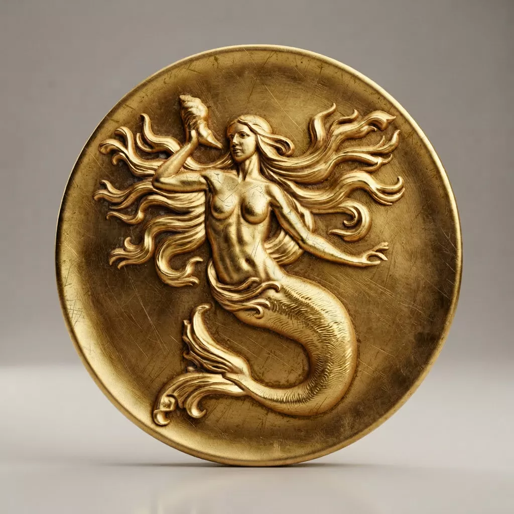 Mermaid Relief Coin Pendant 3D Model 3D print model