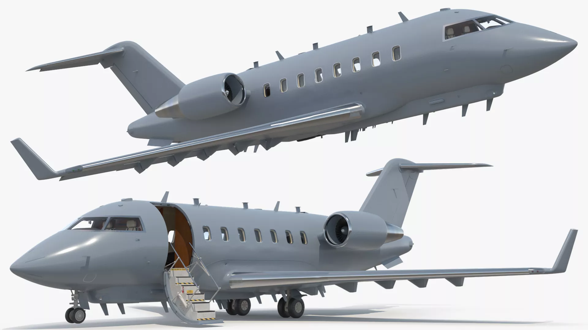 Reconnaissance Aircraft Jet Grey Rigged 3D model