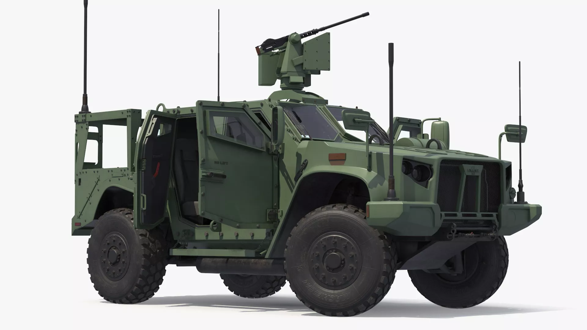 Tactical Vehicle with Heavy Machine Gun Rigged 3D model