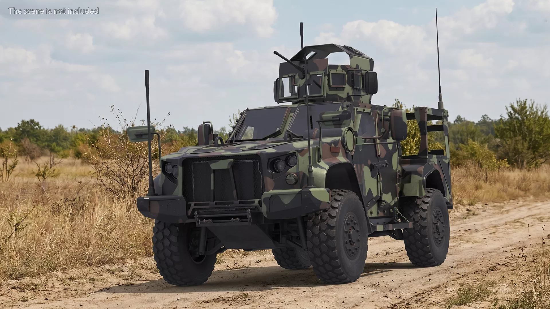 Armored Vehicle with Machine Gun Turret Camo Rigged 3D model