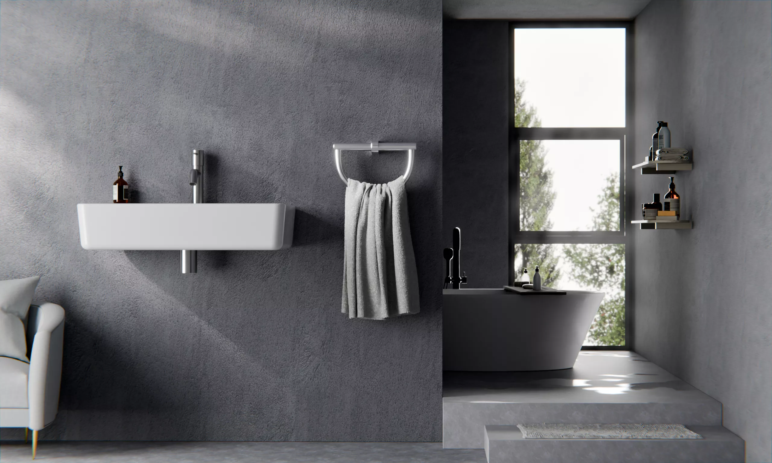 Modern Minimalist Bathroom Interior 3D model