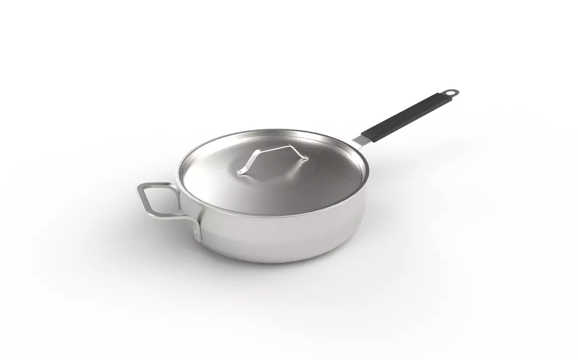 Stainless Steel Saute Pan M01 Low-poly 3D model