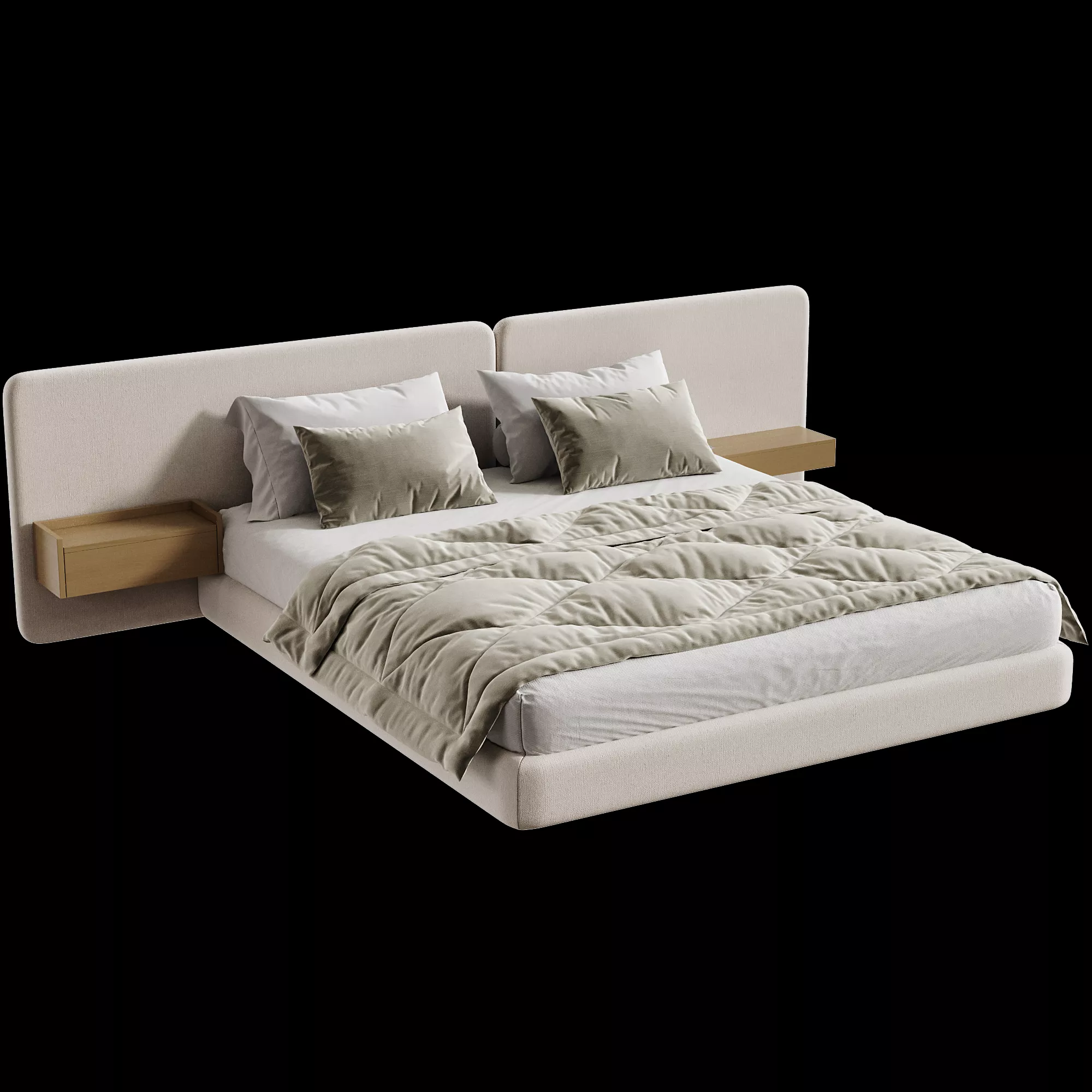 Minimalistic Modern Double Bed 3D model