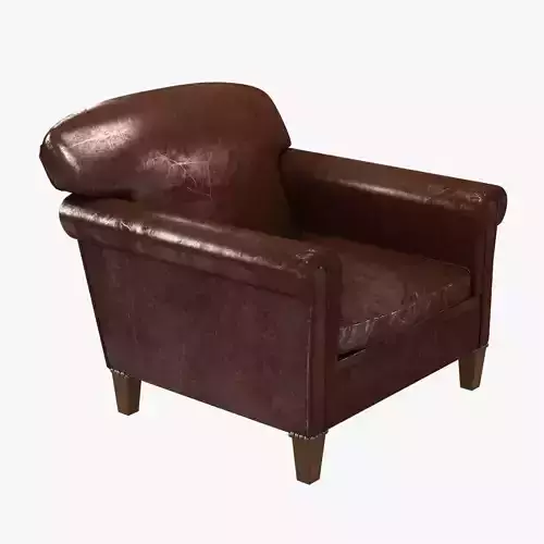 Custom made club chair in brown leather