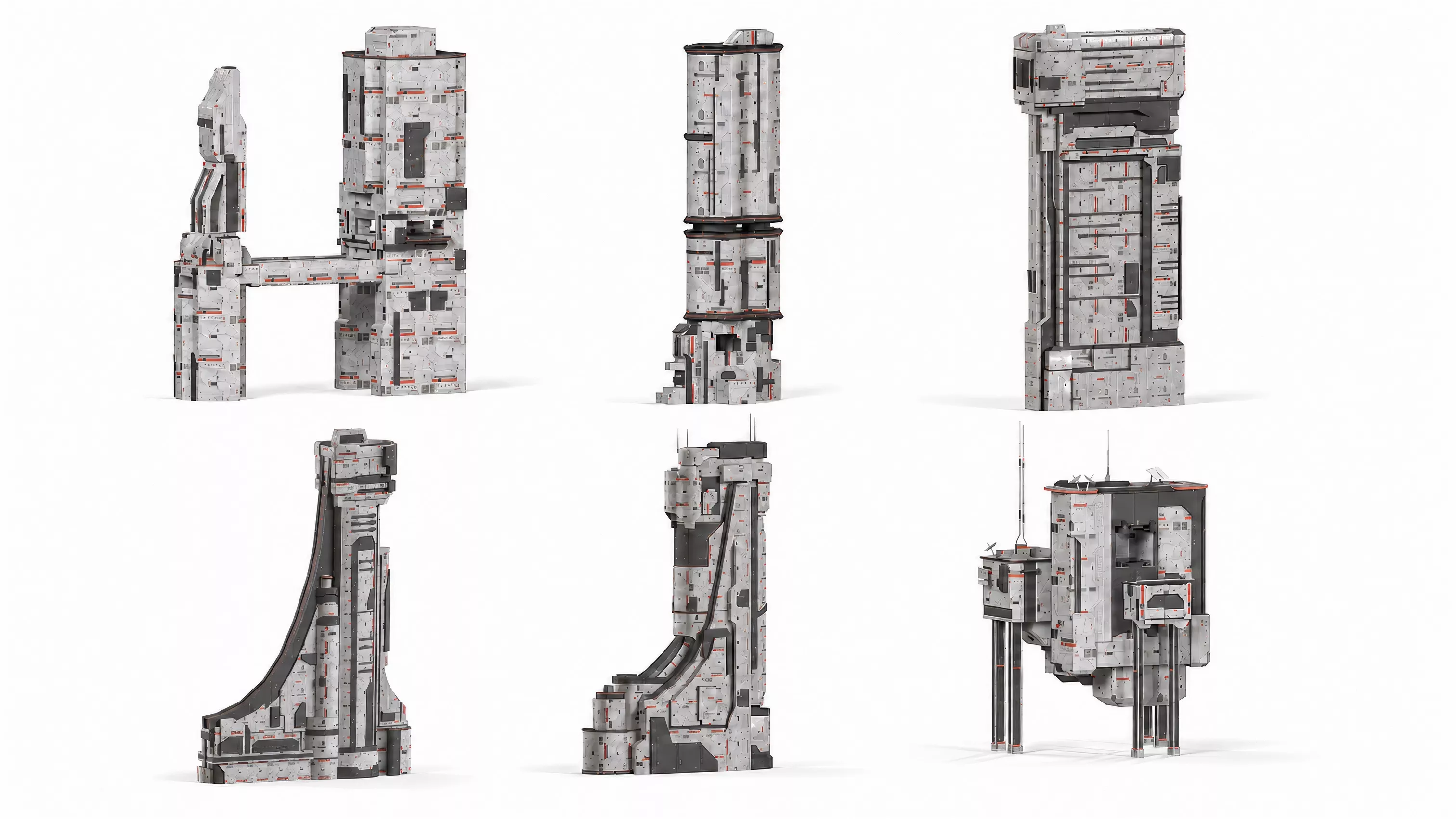 Sci-Fi Modular Buildings Futuristic Colony Skyscrapers Towers Low-poly 3D model