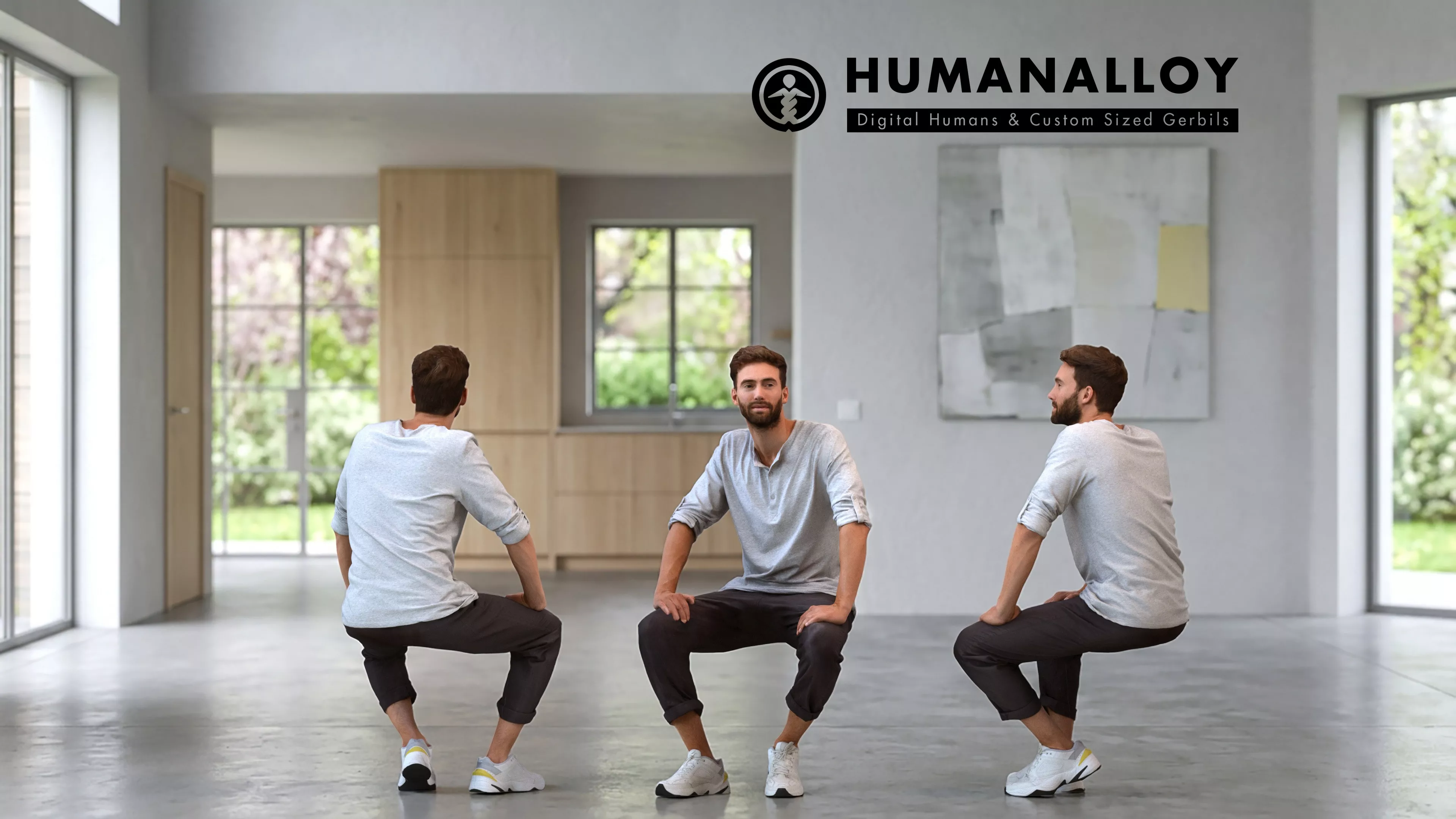 Adult Caucasian male relaxing at home in casual transitional 3D model