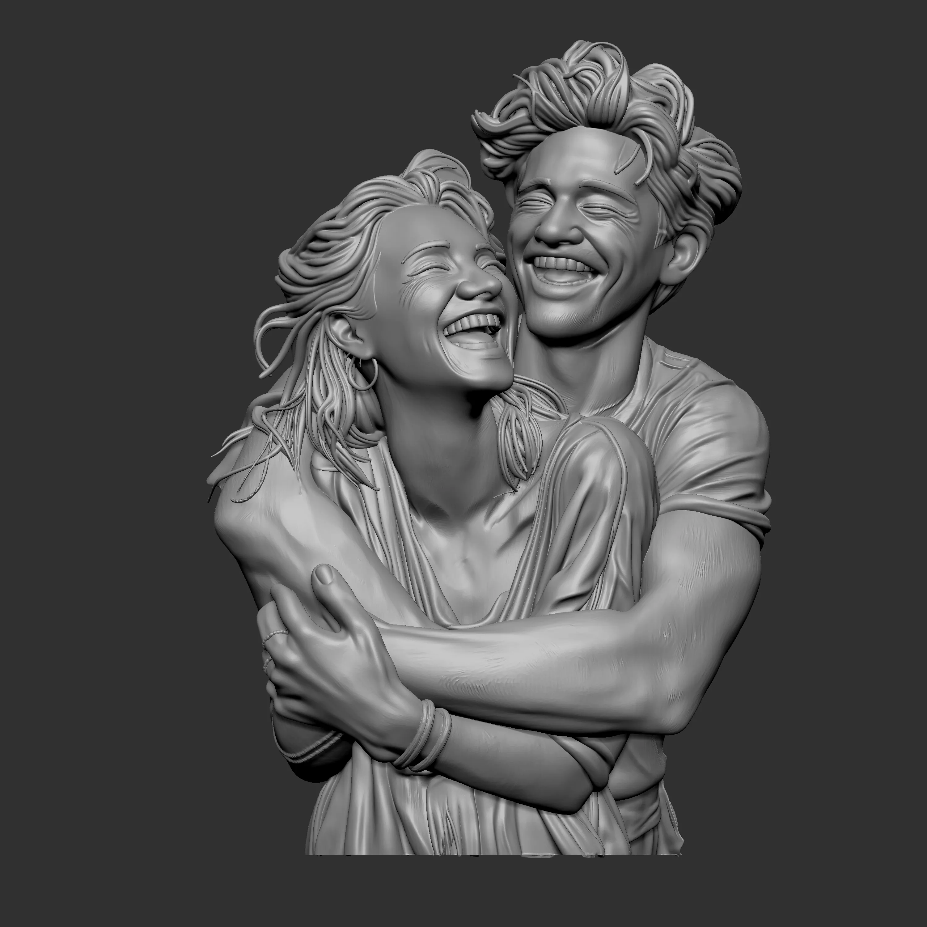 man and a woman in 3D print model