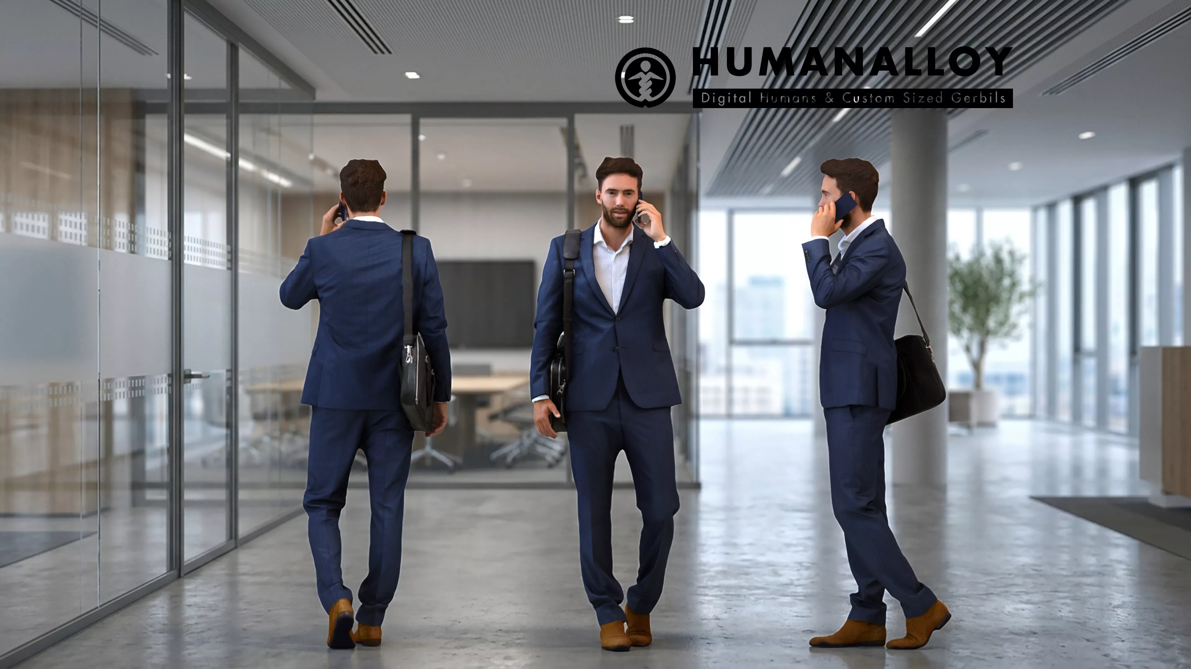 Adult Caucasian man calling in office wearing autumn or spring 3D model