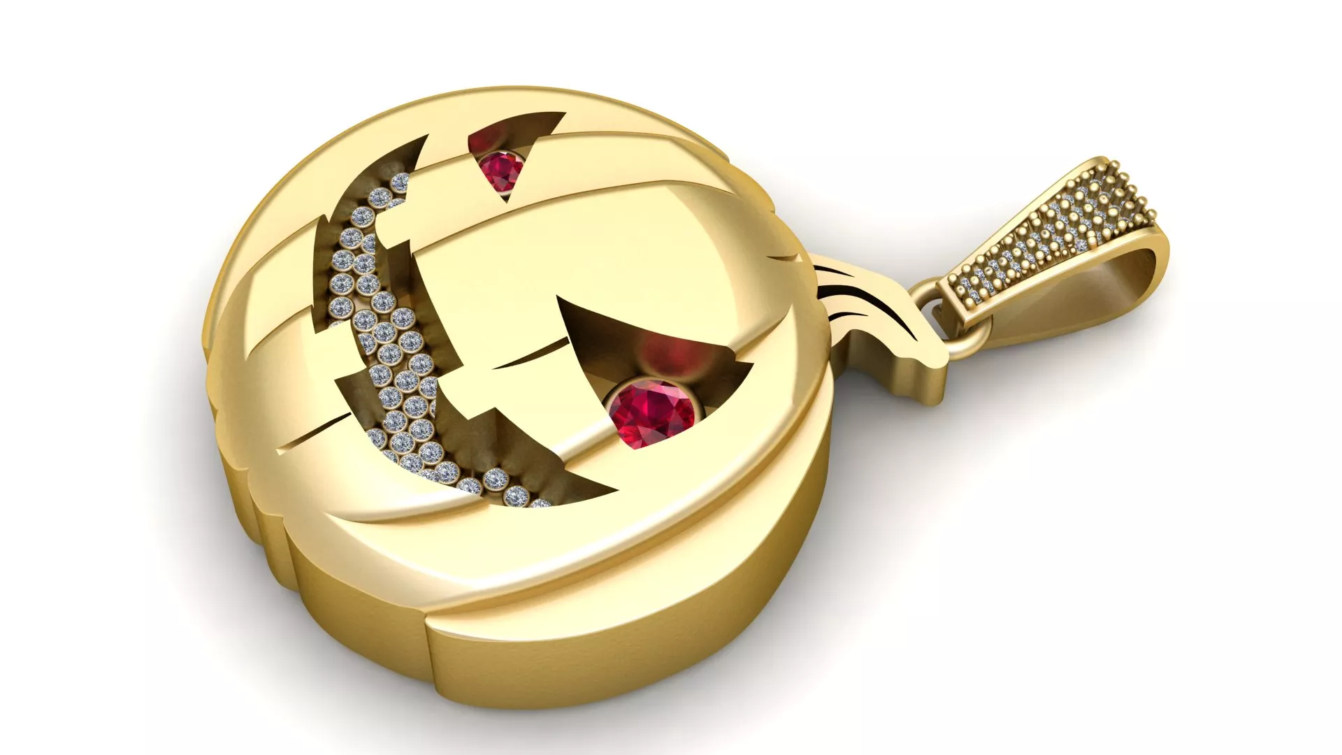 Gemstone Jack-O Lantern Gold Pendant 3D print model