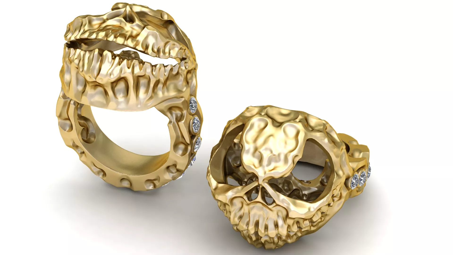 Gemstone Dinosaur Skull Gold Statement Ring 3D print model