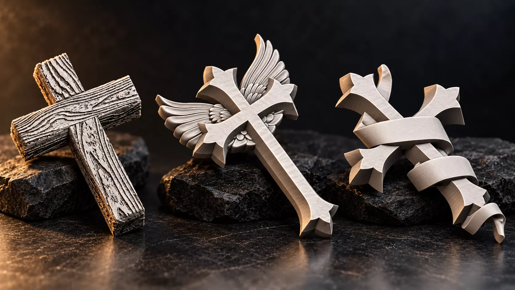 3D Printable Crosses Set 3 Religious Cross Models STL 3D print model