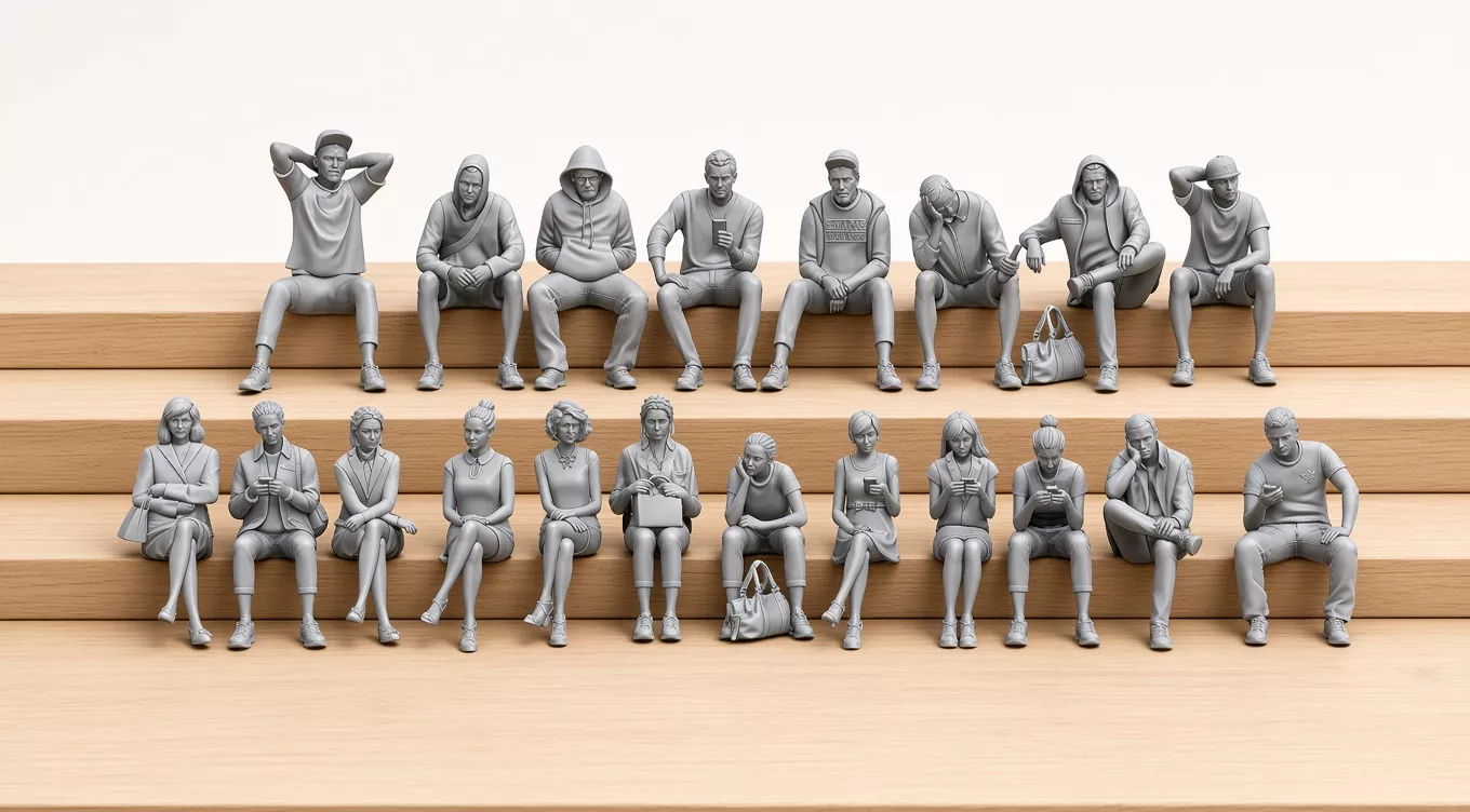 Seated People Collection3D Printable Human Figures STL 3D print model