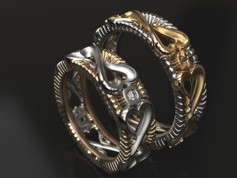 Infinity love wedding rings - original 3D print model_2