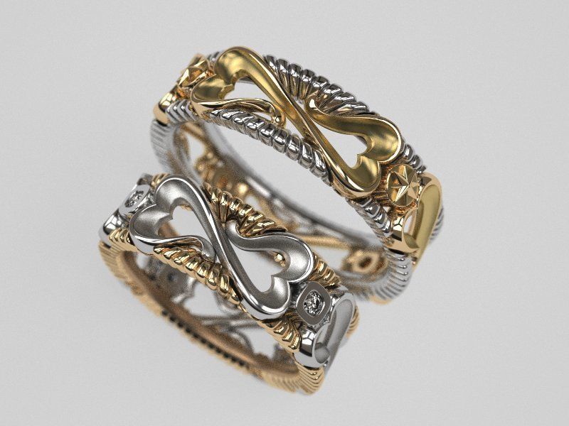 Infinity love wedding rings - original 3D print model_3