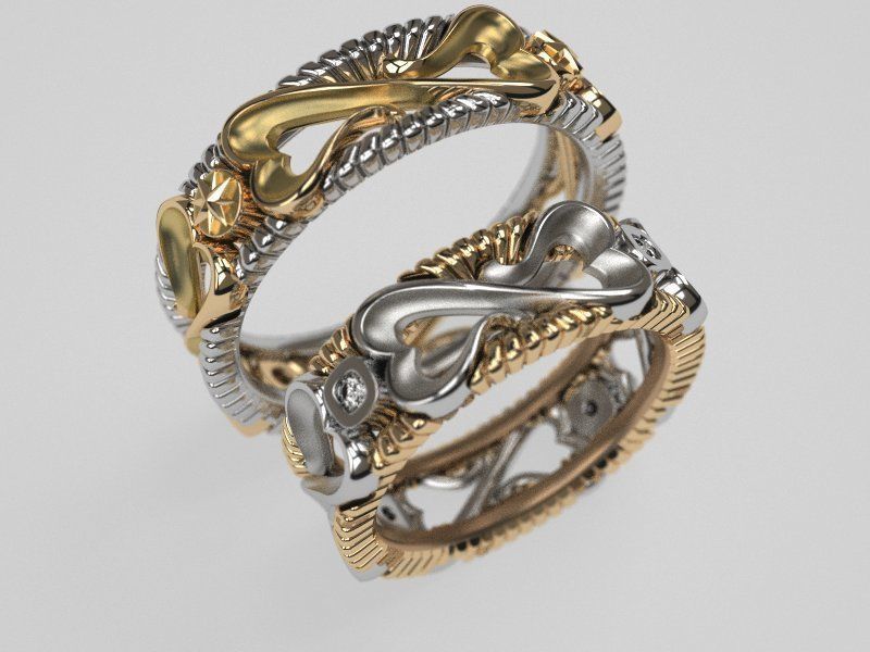 Infinity love wedding rings - original 3D print model_4