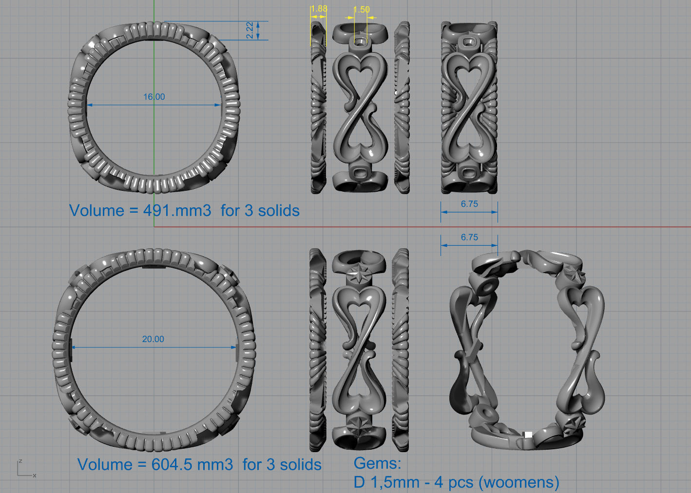 Infinity love wedding rings - original 3D print model_7