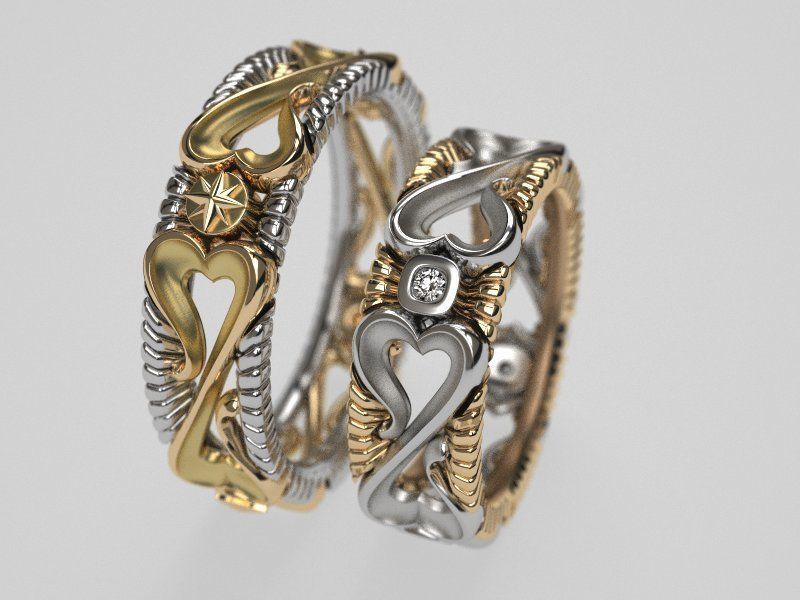 Infinity love wedding rings - original 3D print model_5