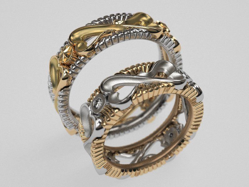Infinity love wedding rings - original 3D print model_6