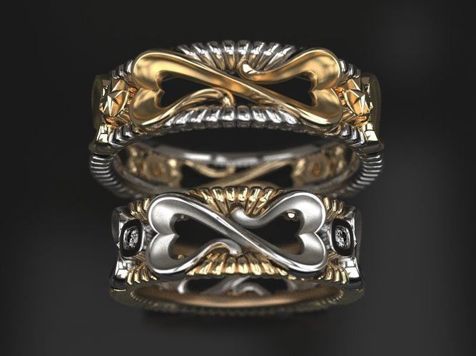 Infinity love wedding rings - original 3D print model