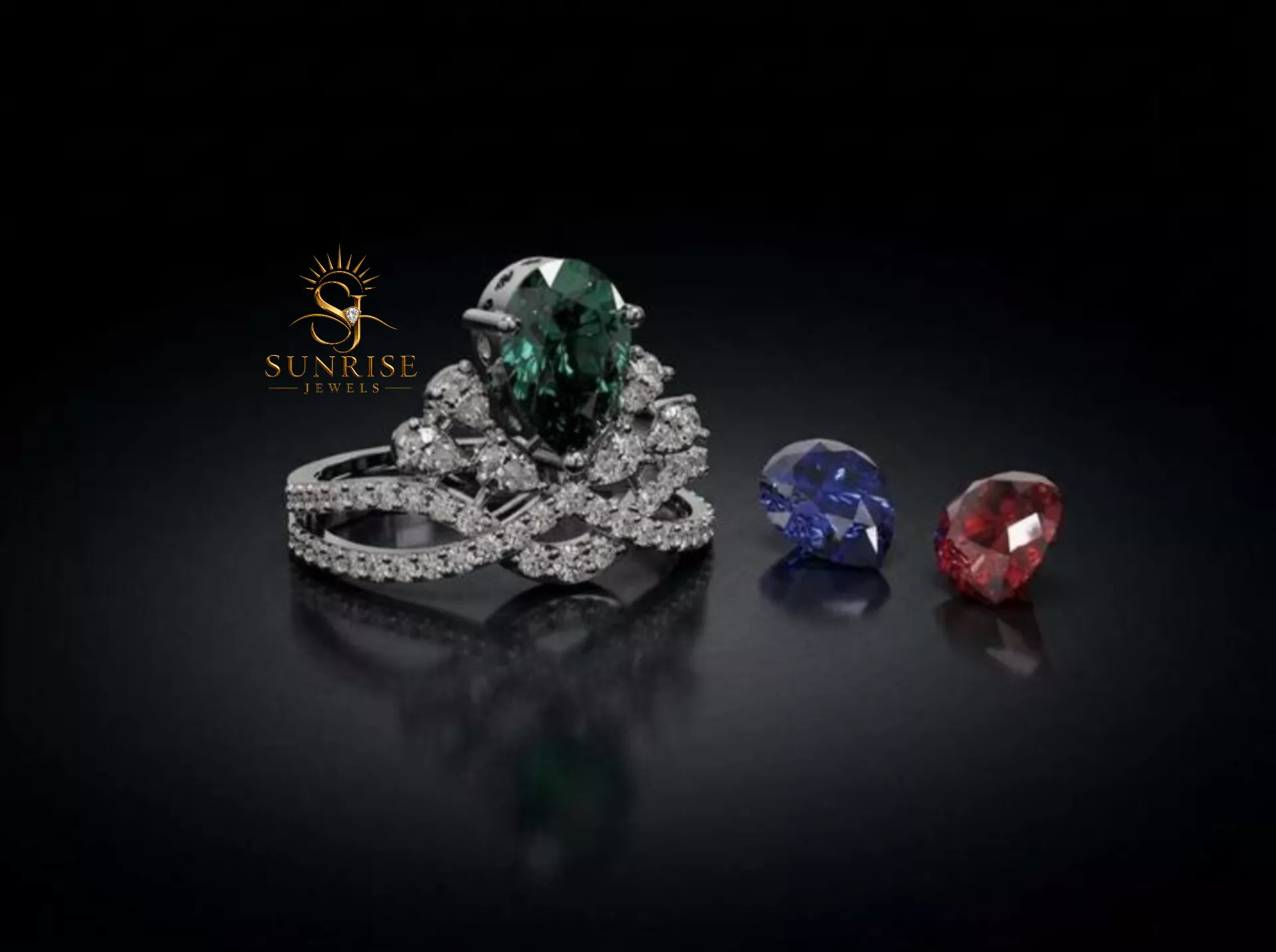 SUNRISE JEWELS - Luxury Pear-Shaped center stone Ring Free 3D print model